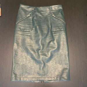 “Pleather” Green Pencil Skirt - Worn Once - Size 6